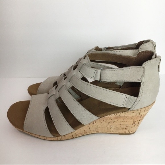 Rockport Women's Briah Taupe Leather‎ Gladiator Wedge Sandals Shoes 10 - Picture 5 of 14